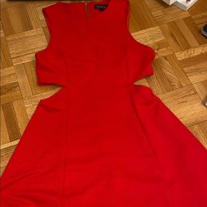 Red mini flared dress
